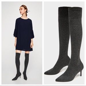SOLD NEW ZARA Gray over the knee high boots shoes